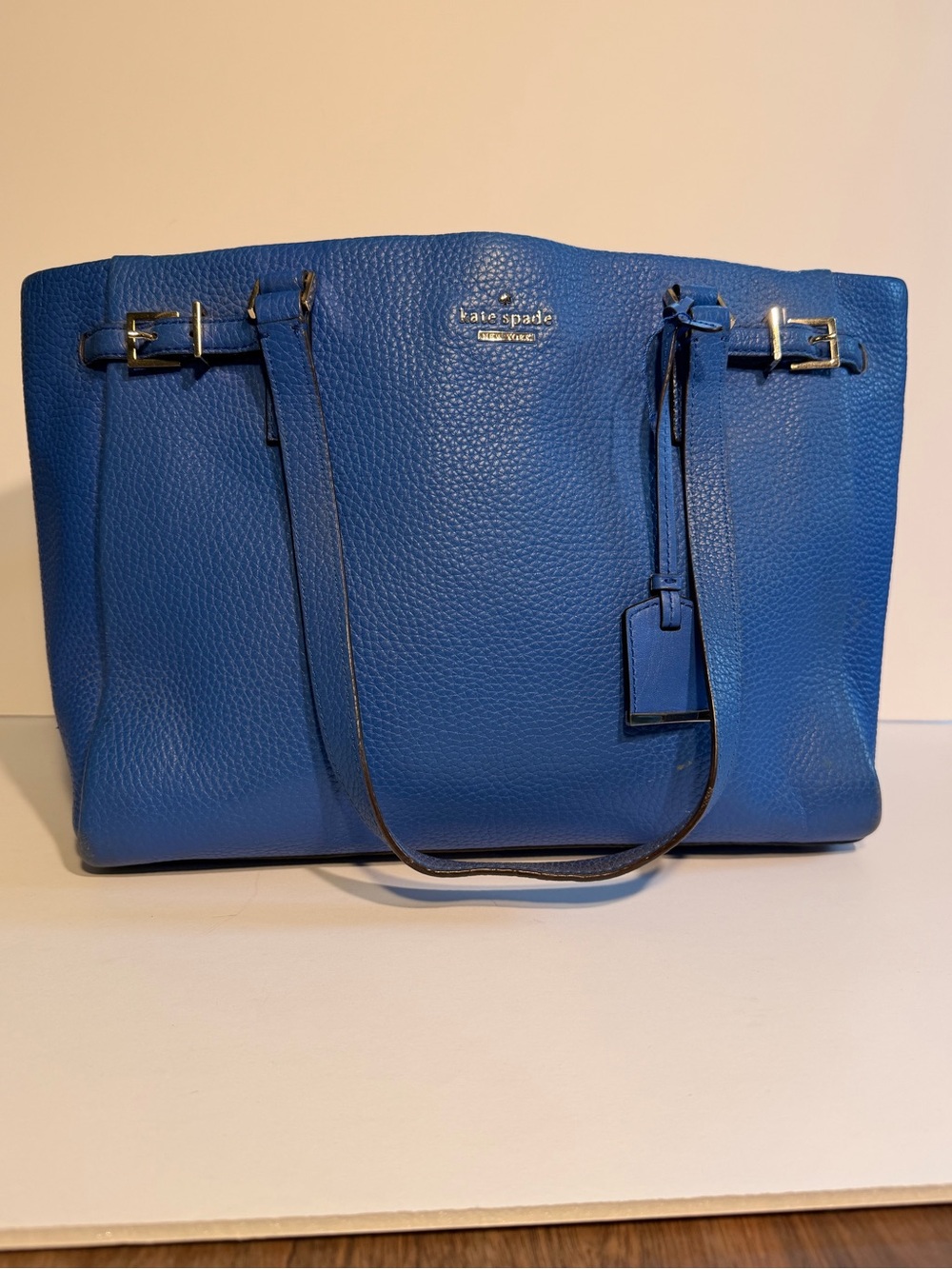 kate spade cobalt pebbled leather tote